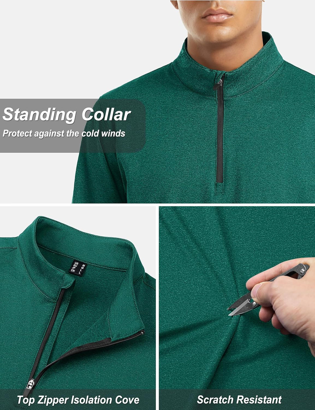 TACVASEN Pullover Herren Langarmshirt Half Zip Fleece Winterpullover Warm Atmungsaktiv Sport Sweatsh