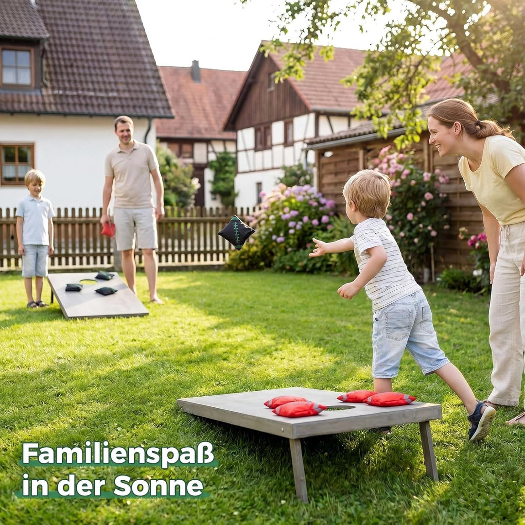 Cornhole Set Outdoor, 90x60cm or 120x60cm Echtholz Wurfspiel – Bean Bag Game mit 10 Säckchen & Tasch