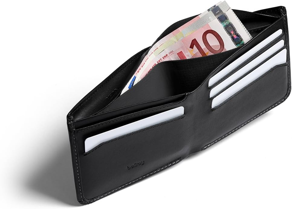Bellroy Hide & Seek – dünne, klassische Lederbörse, optionaler RFID-Schutz (max. 12 Karten plus Sche
