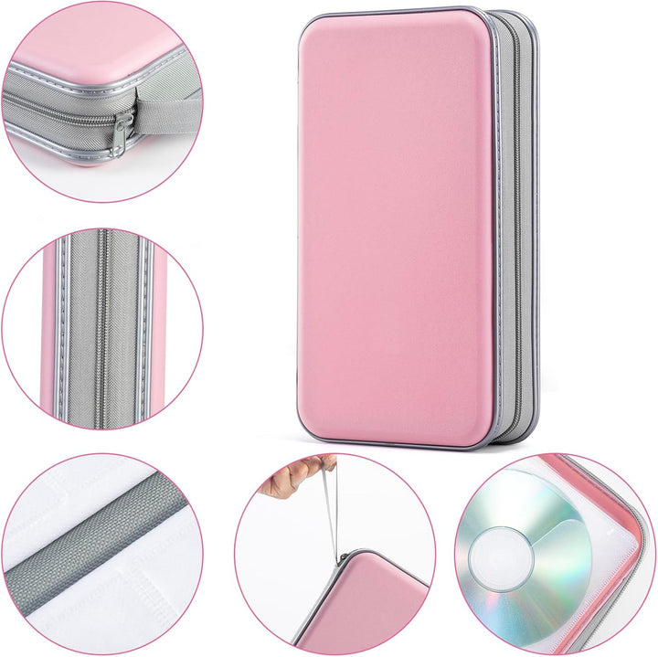 UENTIP CD-Hülle mit 96 Kapazitäten, tragbare DVD-Hülle aus Hartplastik, CD-Organizer, Brieftasche, s
