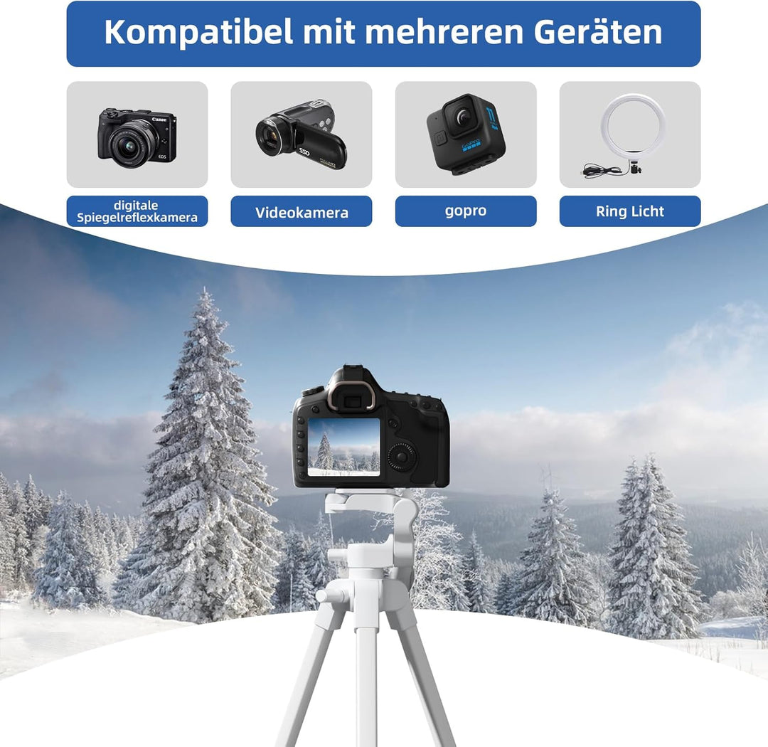 GEEKOTO Stativ für Smartphone, Einstellbar 55-Zoll Handy Stativ mit 360-Grad-Panorama-Drehplattform