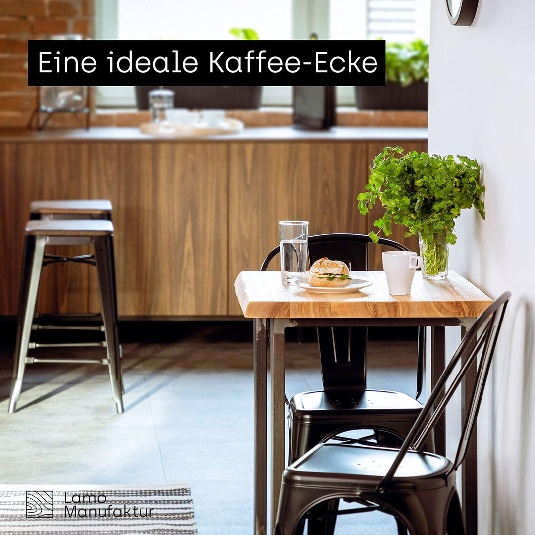 LAMO Manufaktur Tischplatte für Beistelltisch Couchtisch Nachttisch, Holzplatte Massivholz 80x60 cm,