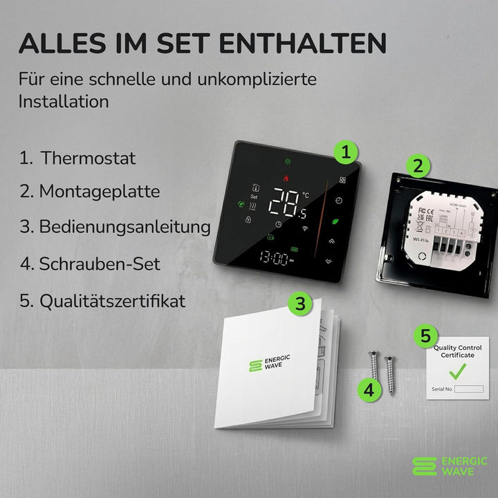 Thermostat für Elektrische Fussbodenheizung - Smart WIFI Programmierbar Raumthermostat Kompatibel mi