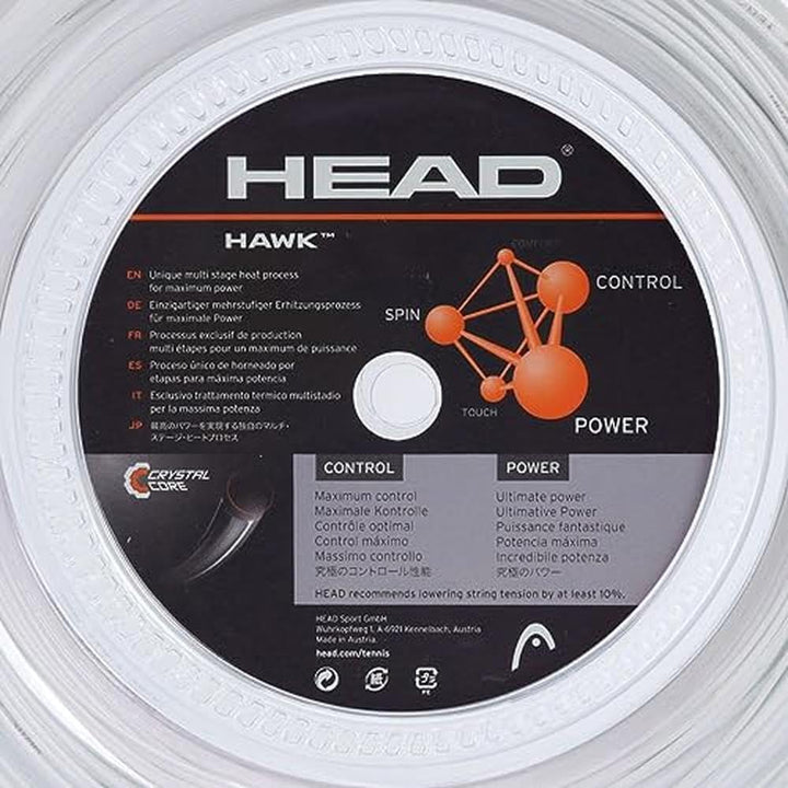 HEAD Hawk Rolle 200 Tennis-Saite 16 Weiss, 16 Weiss