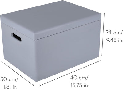 Creative Deco XXL Grau Grosse Holzkiste mit Deckel | 40x30x24 cm (+/-1cm) | Holztruhe Erinnerungsbox
