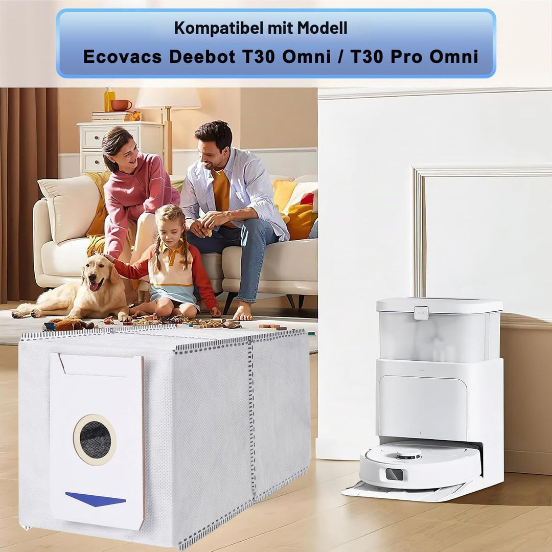 12 Stück Staubbeutel Zubehör für Ecovacs Deebot T30 Omni/ T30 Pro Omni Saugroboter, 3L Grosser Kapaz