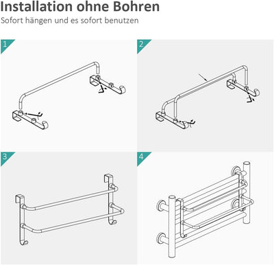 EMKE Handtuchhalter ohne Bohren, Edelstahl Handtuchhalter für Badheizkörper Handtuchtrockner mit Hak