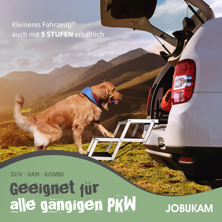 JOBUKAM Hundetreppe Auto 80cm - Extra Stabile 6 Stufen Hundeleiter bis 70kg - Faltbare Hundetreppe f