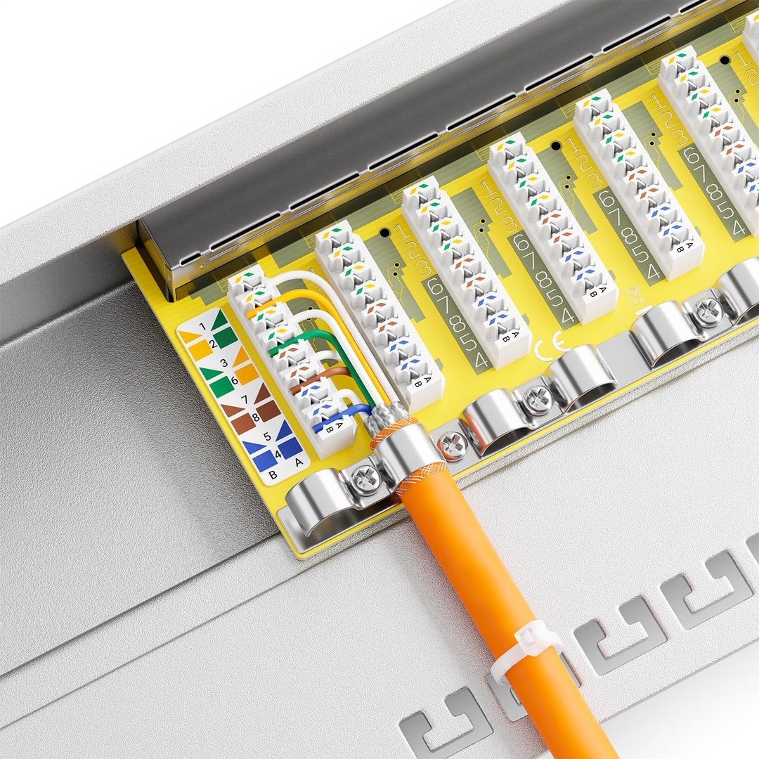 deleyCON CAT 6 Patchpanel Verteilerfeld 16 Port - Desktop 19" Zoll Rackeinbau Servermontage - RJ45 -