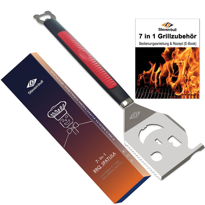 Grillspatel für den Aussengrill, 7-in-1-Grillwerkzeuge, Multifunktion Grillzubehör, Box-Paket, perfe