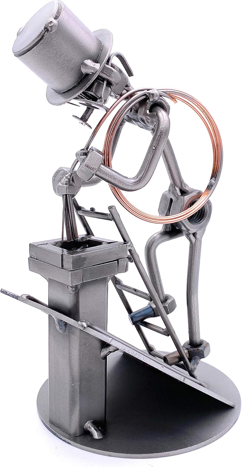 STEEMO Schraubenmännchen Kaminkehrer Handwerker Geschenk Metall-Deko 10x10x18 cm