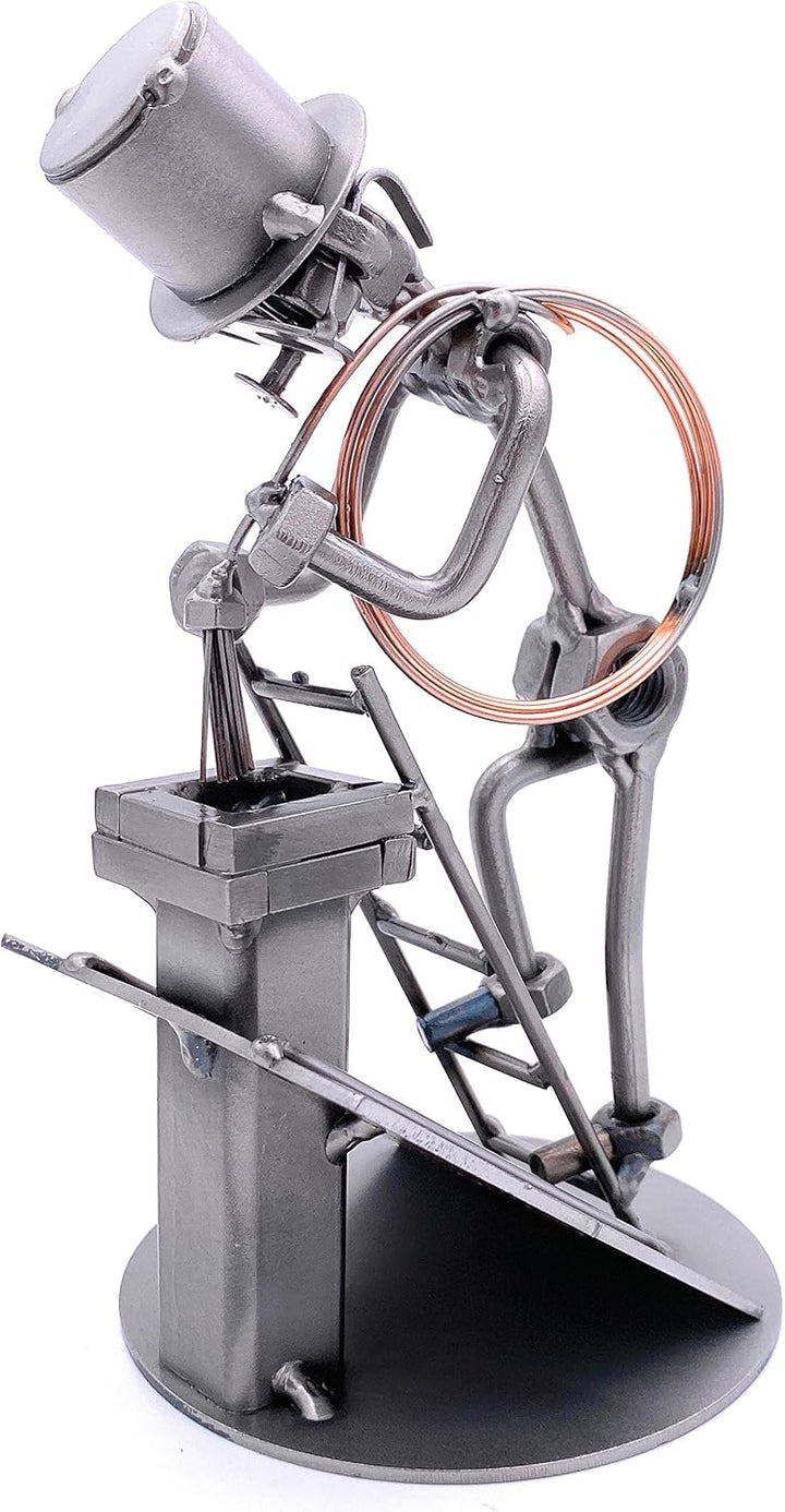 STEEMO Schraubenmännchen Kaminkehrer Handwerker Geschenk Metall-Deko 10x10x18 cm