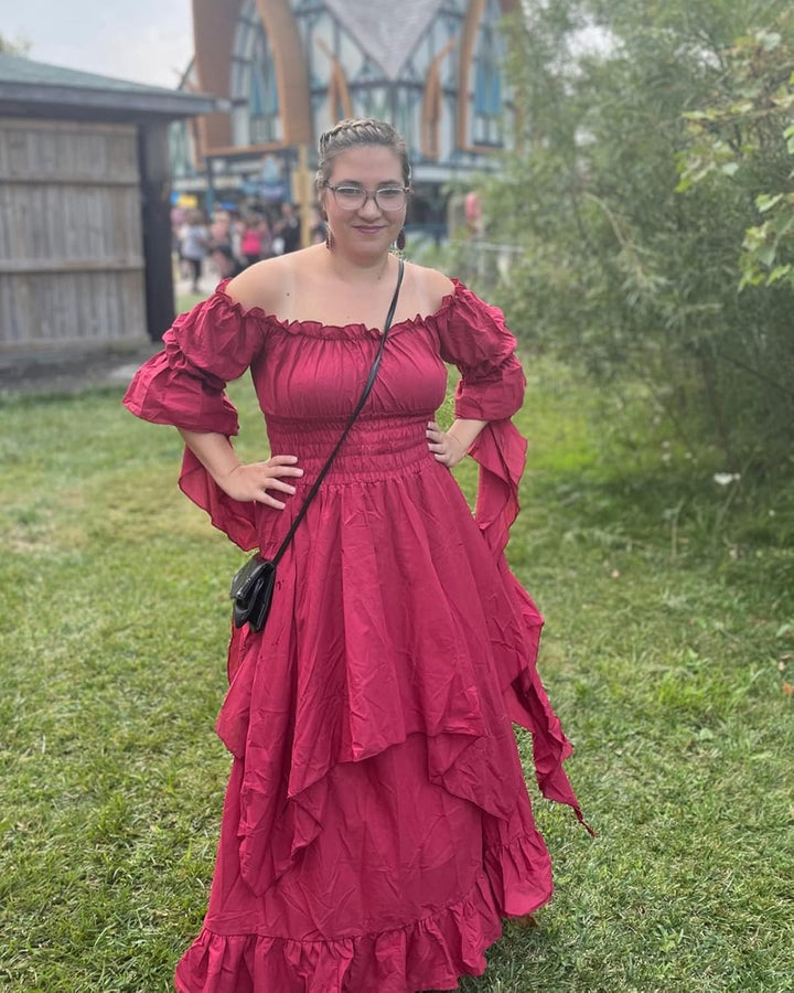 Fiamll Viktorianisches Kleid Renaissance Kostüm Frauen Gothic Hexenkleid Mittelalterliches Hochzeits