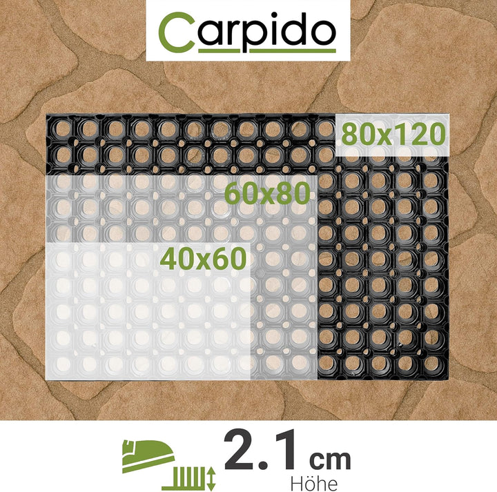 Carpido Fussmatte schwarz Gummimatte - rutschfeste Türmatte 80x120 cm 2er Set - strapazierfähiger Fu