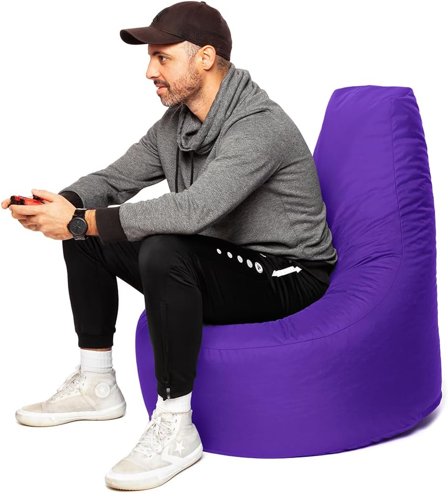 PATCH HOME Gamer Sessel Sitzsack inkl. Würfel Bean Bag Set Ø80cm, 30cm Sitzhöhe, 90cm Höhe + 35x35cm