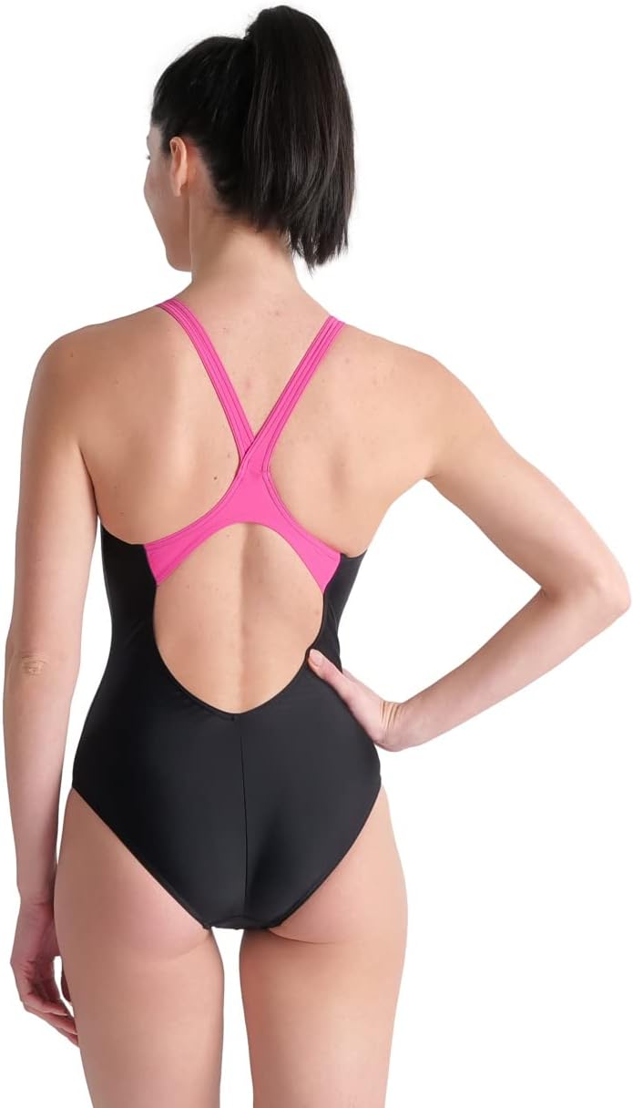 ARENA Damen Women's Swimsuit V Back Graphic Badeanzüge (1er Pack) 36 Black-freak Rose, 36 Black-frea