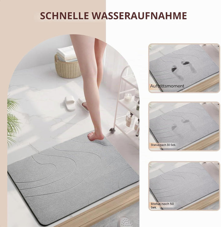 Dai Lufei Stein-Badematte – Natürliche Kieselgur, Super Saugfähige Duschmatte, Schnell Trocknende, r