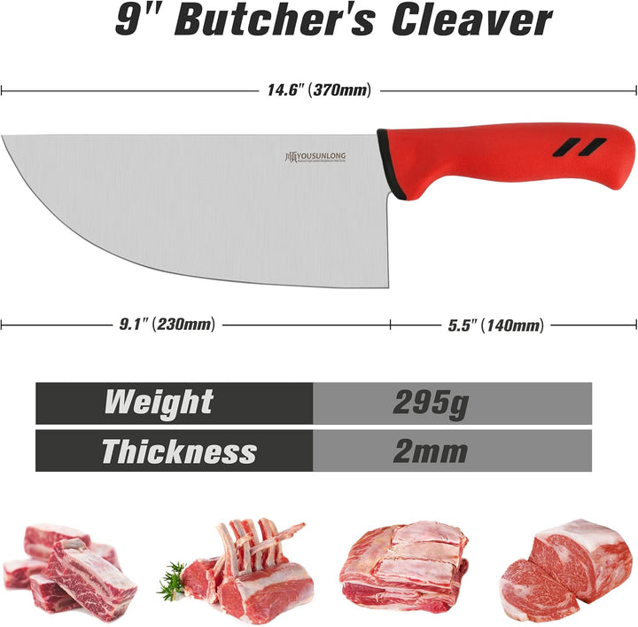 YOUSUNLONG Fleischbeil-Messer - 230mm Hybrid Hackbeil Fleischermesser - Rasiermesserscharfe Klinge a
