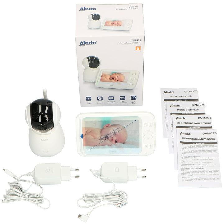 Alecto DVM-275 Digitale Babyphone, mit steuerbarer Kamera, hohe Reichweite von bis zu 300 Meter, 12.