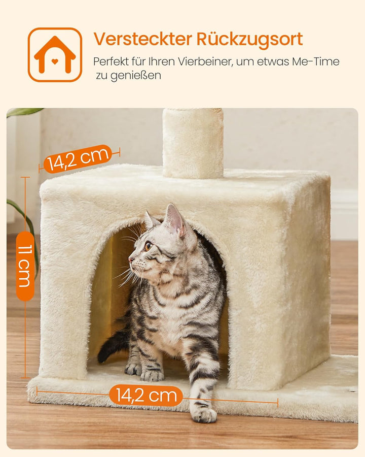 Feandrea Kratzbaum, 84 cm Katzenbaum, L, Katzenhaus für grosse Katzen bis zu 7 kg, grosse Plattform,