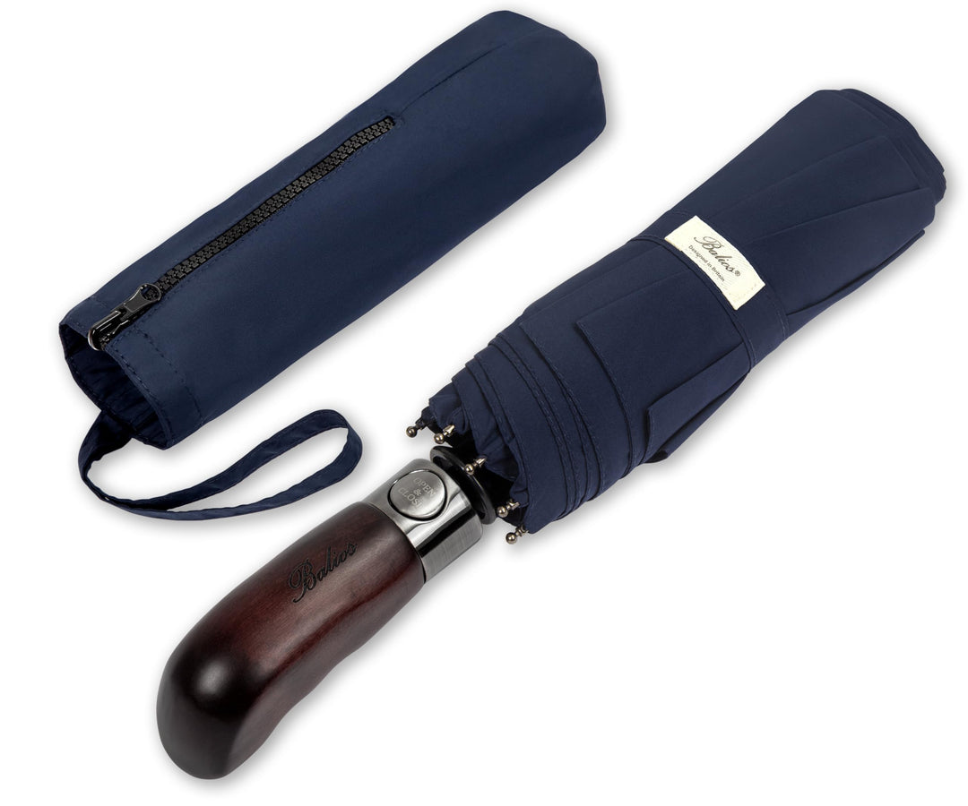Balios® Regenschirm Mit Echtem Holzgriff -Optional | Auf Zu Automatik | Sturmfest & Windsicher | Tas