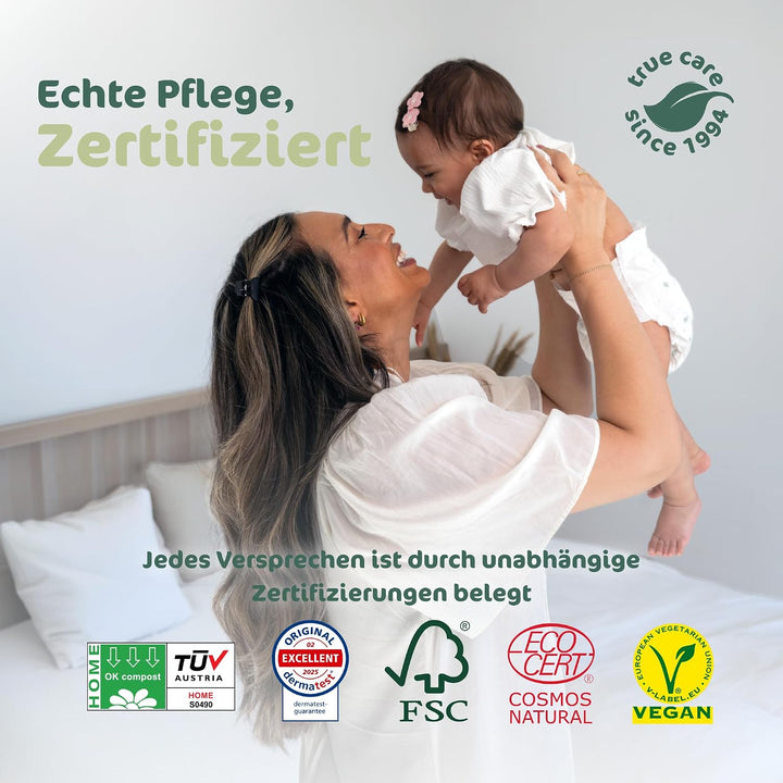 Naty Baby Feuchttücher | 100% pflanzenbasiert &amp; unparfümiert für empfindliche Haut | Plastikfreie &amp;