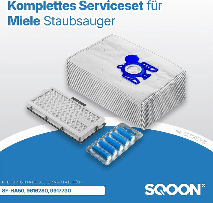 SQOON® Staubsaugerbeutel + HEPA-Filter 22 Stücke geeignet für Miele Miele Complete C2, Complete C3,