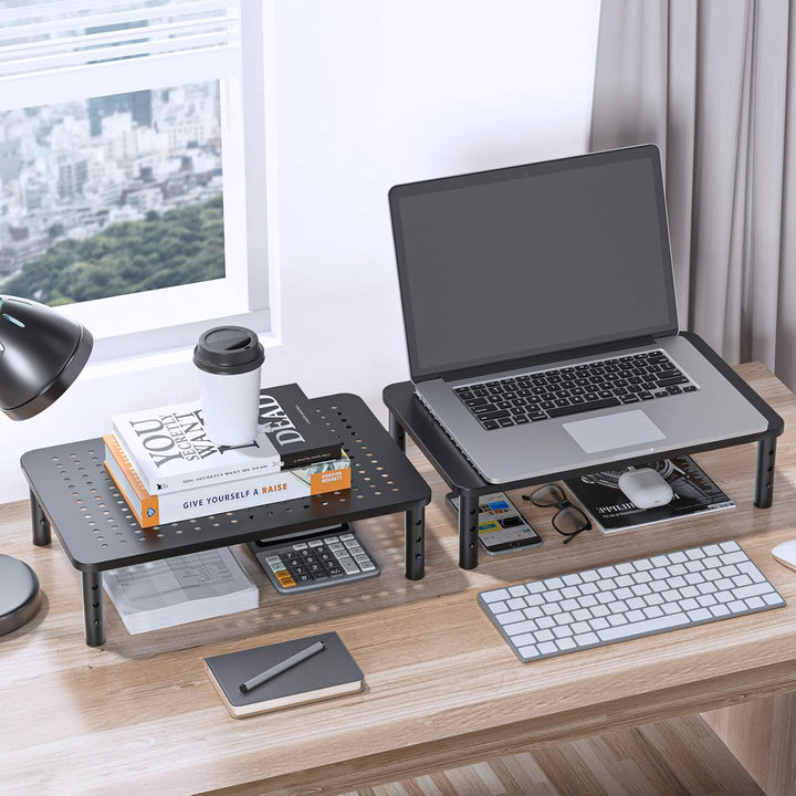 HUANUO Monitorständer mit 3 ergonomischen Höhen, verstellbar, mit belüfteter Lochplattform für Monit