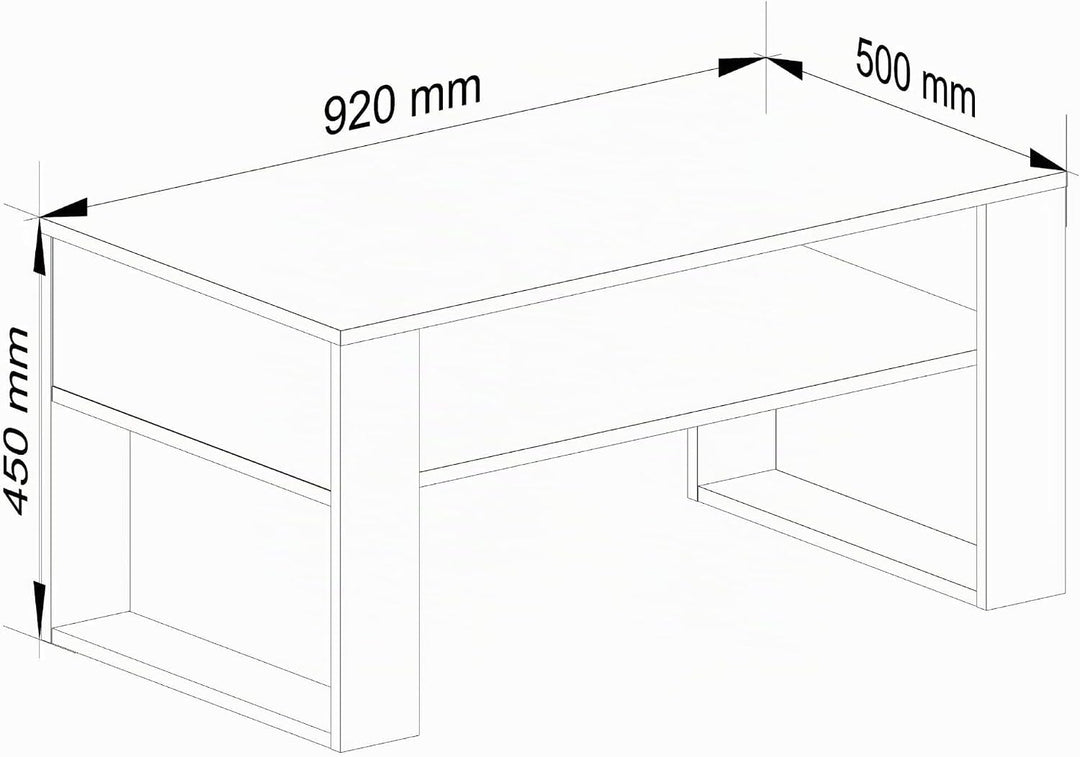 AKORD Couchtisch Holz DOMI mit einem Regal | 92x45x53cm | Für Wohnzimmer | Schlafzimmer Schrank | Mi