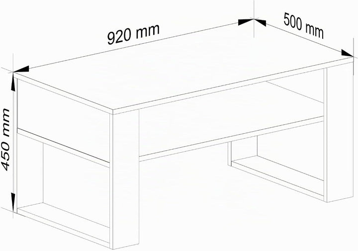 AKORD Couchtisch Holz DOMI mit einem Regal | 92x45x53cm | Für Wohnzimmer | Schlafzimmer Schrank | Mi