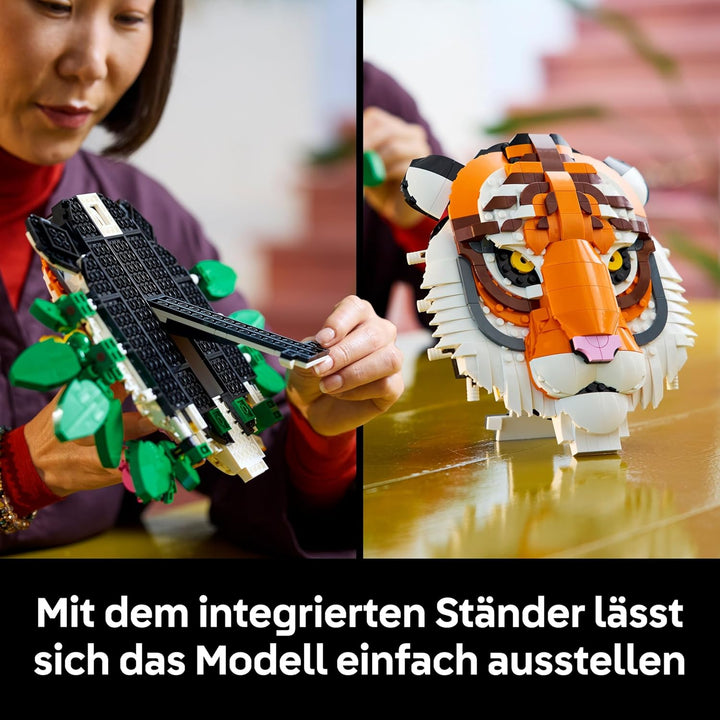 LEGO Fauna Collection - Tiger - Baubares 3D Tiergemälde mit dekorativen Blumen aus Botanicals - DIY