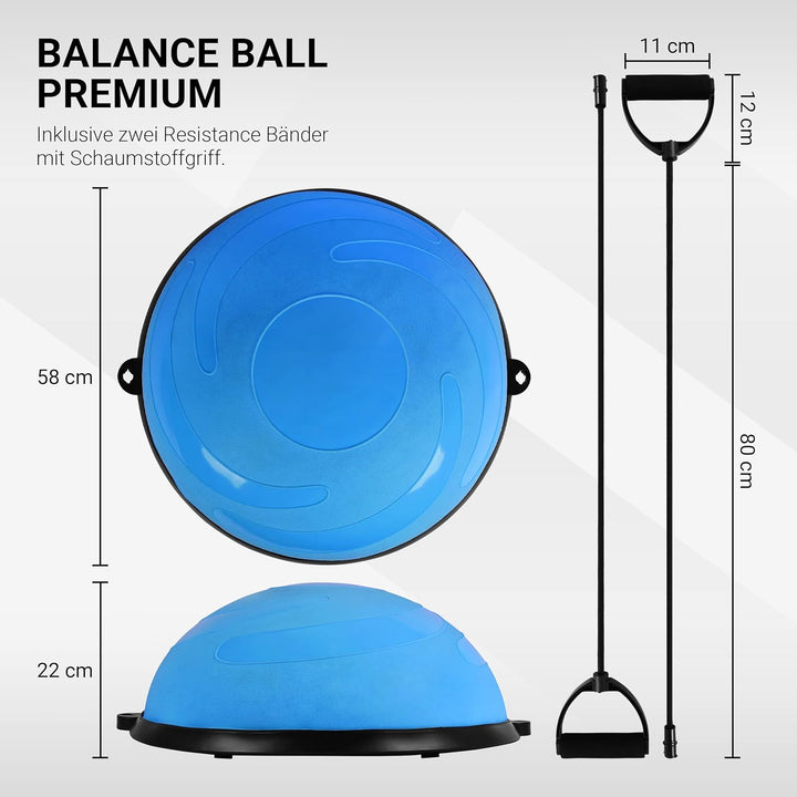 MSPORTS Balance Ball Trainer Premium | Gymnastikball + Expander & Pumpe - beidseitig nutzbar | Balan