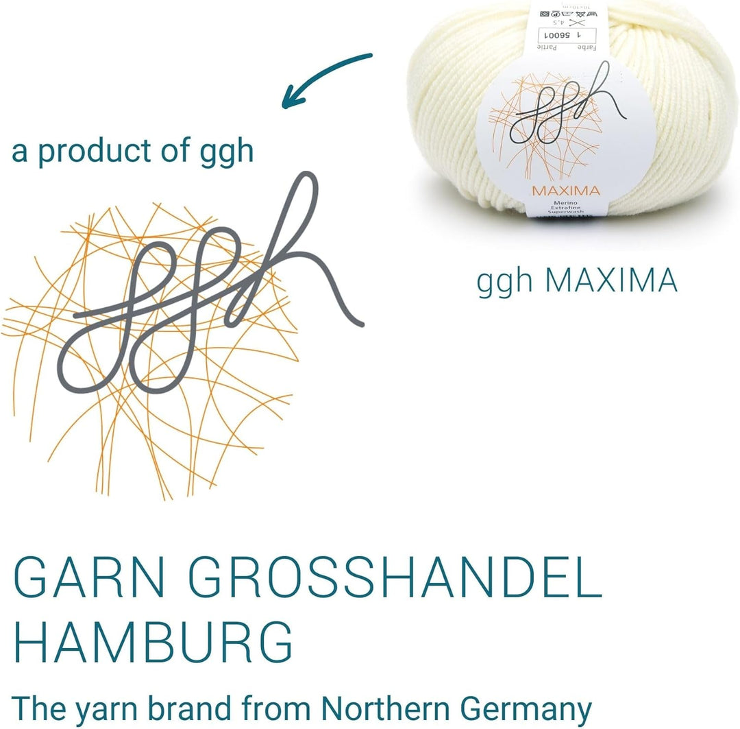 ggh Maxima Box - 6x50g (insgesamt 300g) Merinowolle extrafein und maschinenwaschbar - Nadelstärke 4-