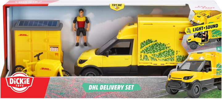 Dickie Toys - DHL Delivery Set (25 cm) - Paketzusteller-Spielset für Kinder ab 3 Jahre, DHL Postauto