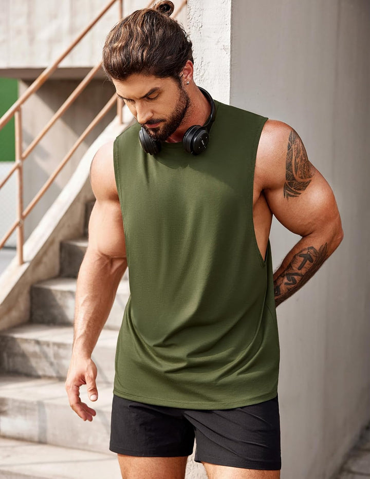 COOFANDY Tank Top Herren Gym Bodybuilding Shirts Ärmellose Muskelshirts Männer M Armeegrün(1 Stück),