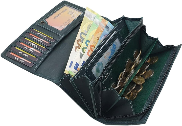 myledershop Grosse Vollrindleder Damen Geldbörse / Geldbeutel / Portemonnaie / Geldtasche / Portmone