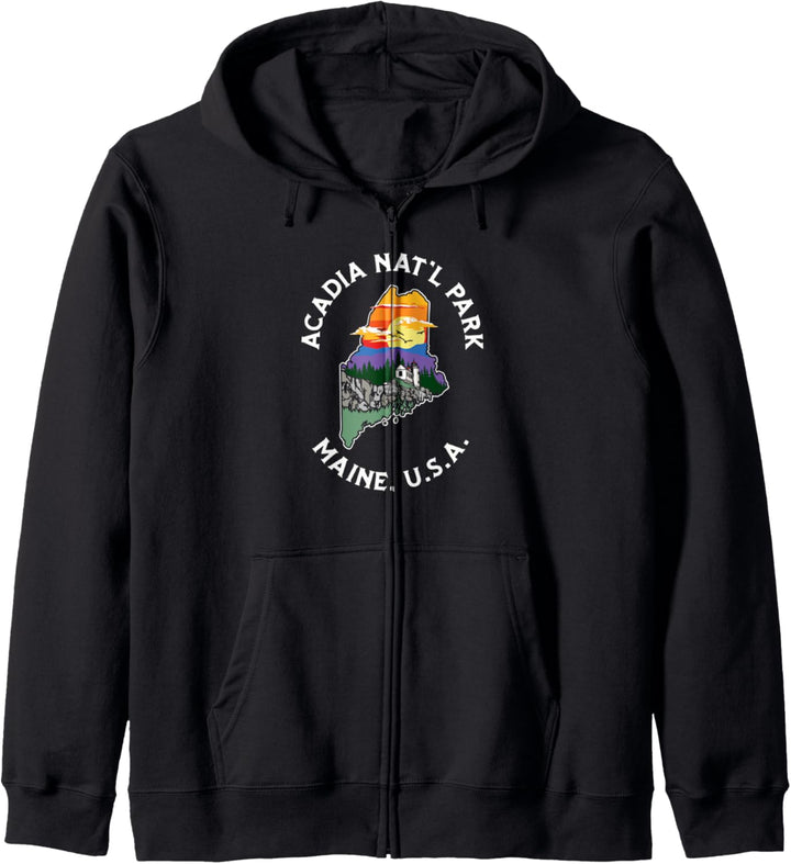 Retro Acadia National Park Maine Nature & Outside Vintage Kapuzenjacke