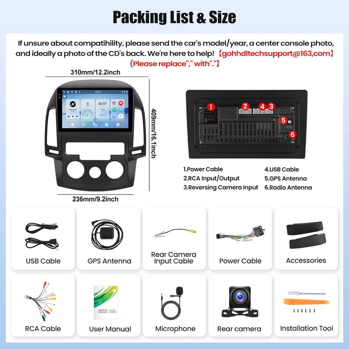 Android 15, 4G+128G CAMECHO Autoradio für Hyundai I30 2006-2011 mit Wireless Carplay Android Auto, 9