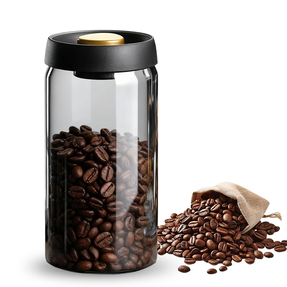 Luftdichte Kaffeedose 1800 ml, Kaffee Vorratsdose mit Vakuumdeckel, Nachhaltige Aufbewahrung Vakuum