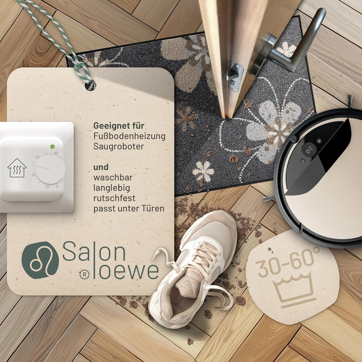 Salonloewe Fussmatte waschbar Florentina 50x75 cm Eingangs-Matte Fussabtreter Blumen Design Sauberla