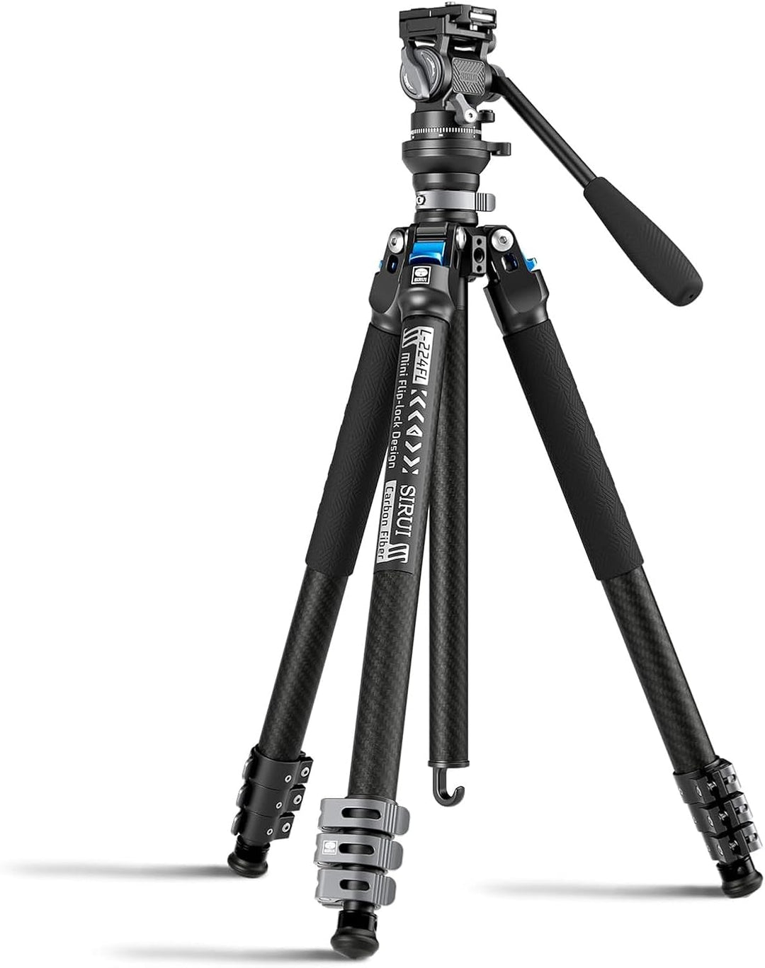 SIRUI L-224FL+KV-5 Carbon Fiber Reise-Stativ Set mit Fluidkopf | Leichtes Profi-Stativ 1.43kg, 152cm