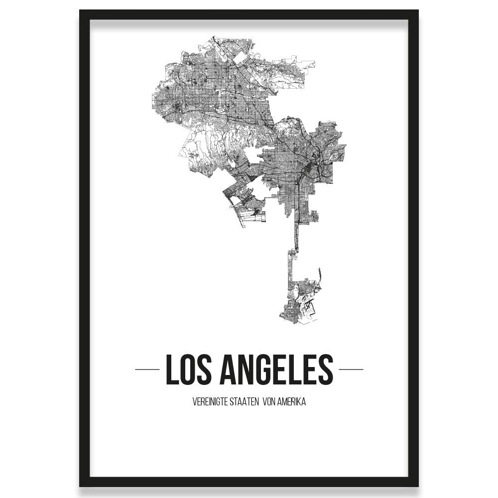 JUNIWORDS Stadtposter, Los Angeles, Wähle eine Grösse, 21 x 30 cm, Poster mit Rahmen, Schrift B, Wei