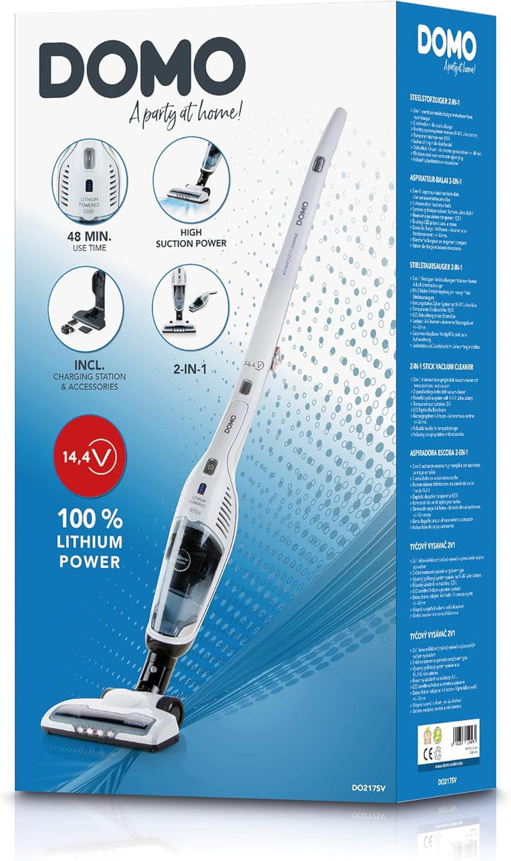DOMO DO217SV Akkustaubsaugers 2-in-1 – mit Kabel – 0,45 L – Blau/Weiss White, White