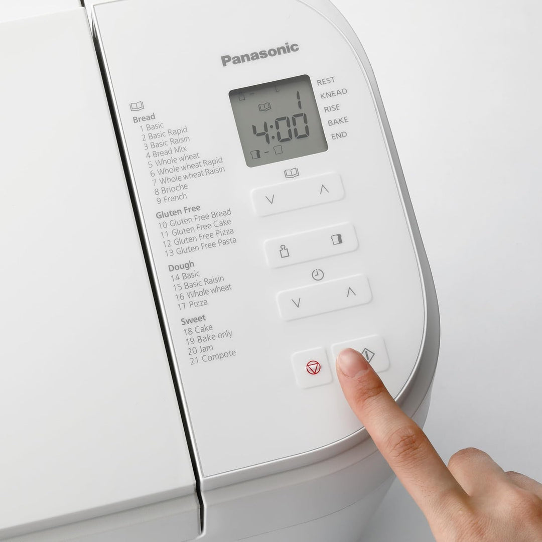 Panasonic SD-B2510W Vollautomatischer Brotbackautomat, 4 glutenfreie Programme, horizontales Design,
