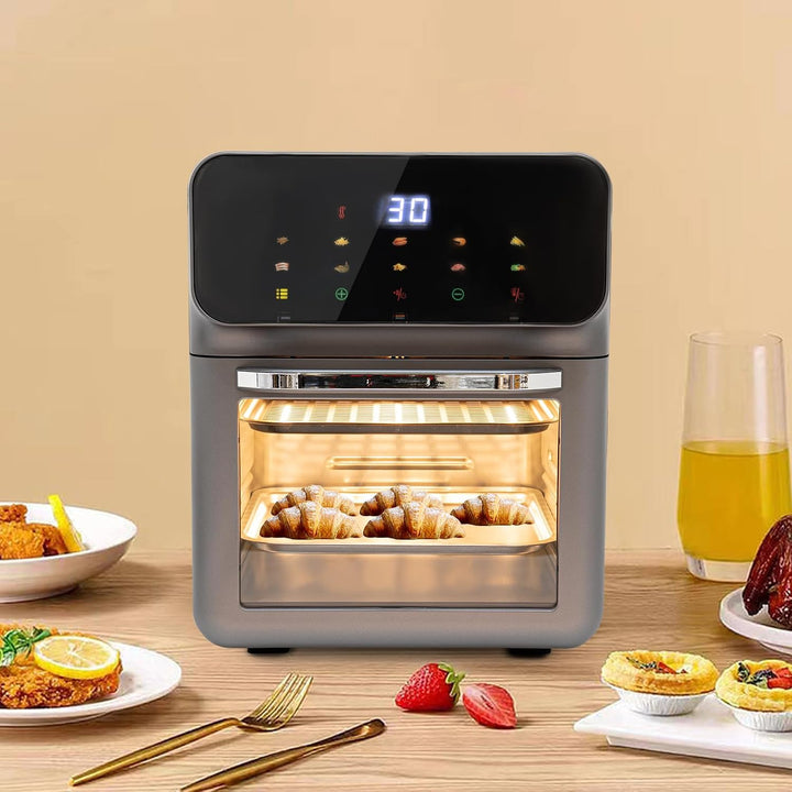 Elektrobackofen, 1350W Elektrobackofen LCD Touchscreen Minibackofen Auftauen und Grillen, Toaster Gr
