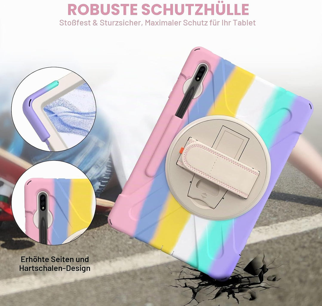 Gerutek Hülle für Samsung Galaxy Tab S7 FE/Tab S8 Plus/Tab S7 Plus 12,4 Zoll, Stossfeste Robust Panz