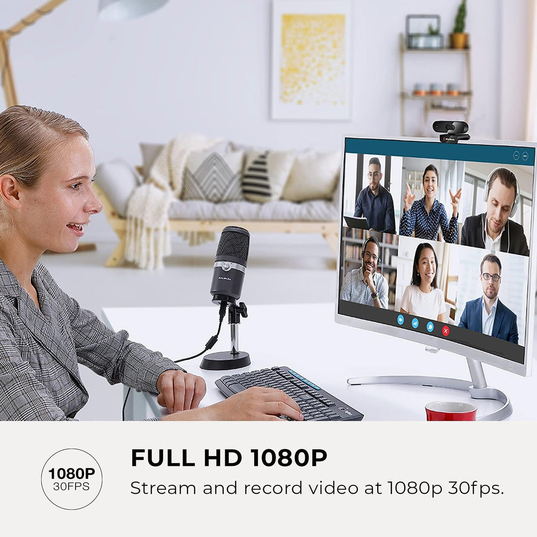 AVerMedia PW310P Webcam, Webcam Cover, 1080p / 30fps Video Chat und Aufnahme, Plug & Play, Mikrofone
