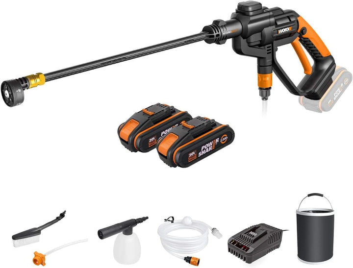 WORX 18V(20V MAX) Akku Mobiler Hochdruckreiniger Hydroshot WG620E.4, 2,0Ah, Powershare, Multi-Sprühd