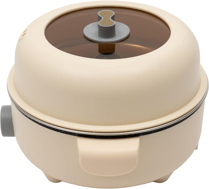 Elektrischer Hot Pot 1.5L mit 2 Dämpfern, Antihaft-Bratpfanne, Reisekocher für Braten/Ramen/Fondue/S