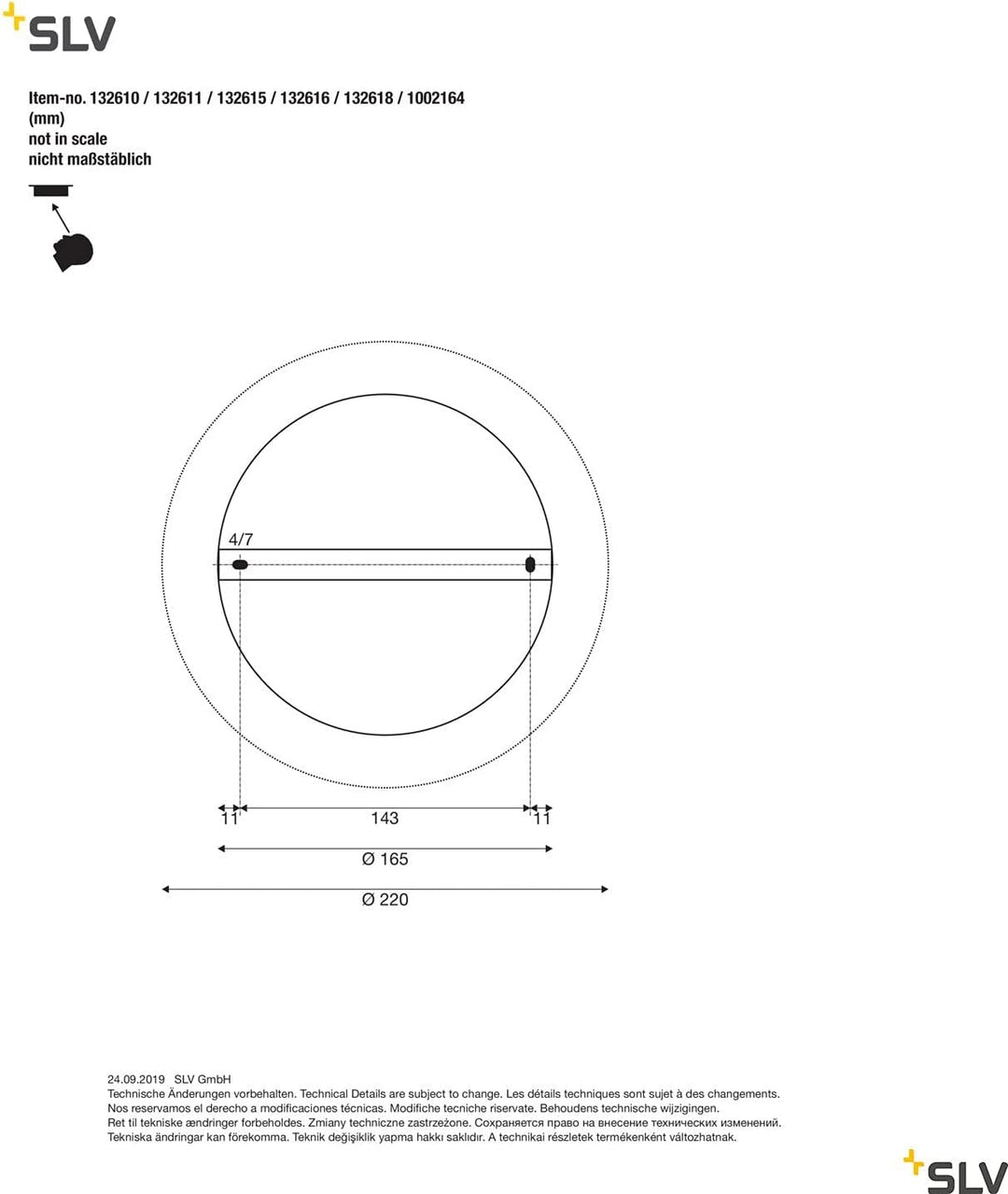 SLV Deckenrosette Fitu 3-er Rosette, rund, inklusiv Zugentlastungen, schwarz 132610, 22 x 22 x 5,4 c